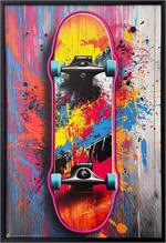 Skateboard Deck Framed LED Neon Light Canvas Print - 24" x 36" image