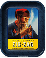 Zig-Zag Large Vintage Blue Rolling Tray Image