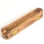 Incense Box - Carved Wood with Net Filigree Image