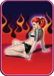 FLAMING PIN-UP LARGE STICKER - 2 1/2