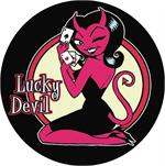 LUCKY DEVIL  - ROUND STICKER - 2 1/2