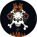 Skull & Red Stars - Round Sticker Image