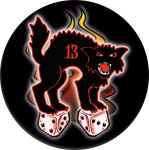 BLACK CAT  - ROUND STICKER - 2 1/2