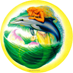 Mermaid & Dolphin - Mike Dubois - Round Sticker Image