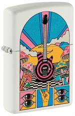 Retro Music Design White Matte Zippo Lighter Image
