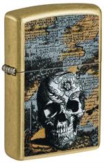 Floral Skull Design Street Brass Zippo IMAGE