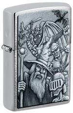 Mystical Beings Design Brushed Chrome  Zippo Lighter IMAGE