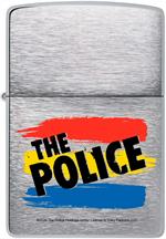 The Police Logo Brushed Chrome Zippo Lighter Image