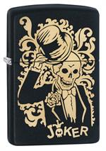 Joker Engraved Black Matte Zippo Lighter Image