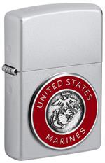 U.S. Marines Corps Satin Chrome with Emblem Zippo Lighter image