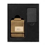 Coyote Tactical Pouch and Black Crackle Zippo Lighter Image