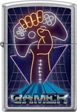 Gamer Satin Chrome Zippo Image