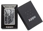 Resting Cowboy Brushed Chrome Zippo Lighter in box Image
