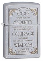 Serenity Prayer Satin Chrome Zippo Lighter Image