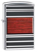 Pipe Wood Design High Polish Chrome Zippo Lighter Image