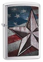 Retro Star Brushed Chrome Zippo Lighter Image