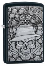 Gambling Skull Black Matte Zippo Lighter Image