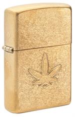 Cannabis Design Tumbled Brass Zippo Lighter Image