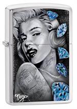 James Danger Harvey - Blue Diamonds Brushed Chrome Zippo Lighter Image