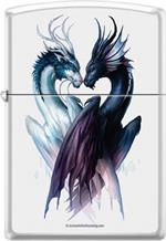 Yin Yang Dragons by JoJoe White Matte Zippo Lighter Image