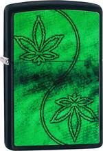 Marijuana Swirl Leaf Zippo Lighter - Black Matte - C1405920