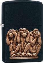THREE MONKEYS - BLACK MATTE - ZIPPO - 29409
