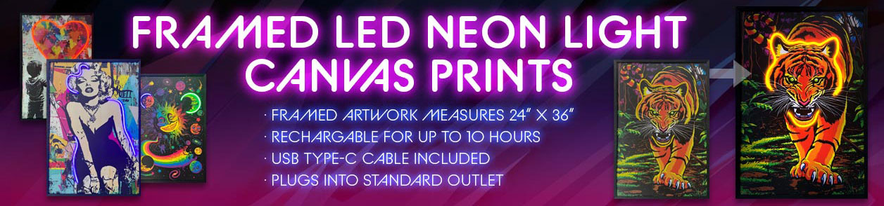 New Framed LED Neon Light Canvas Prints Banner